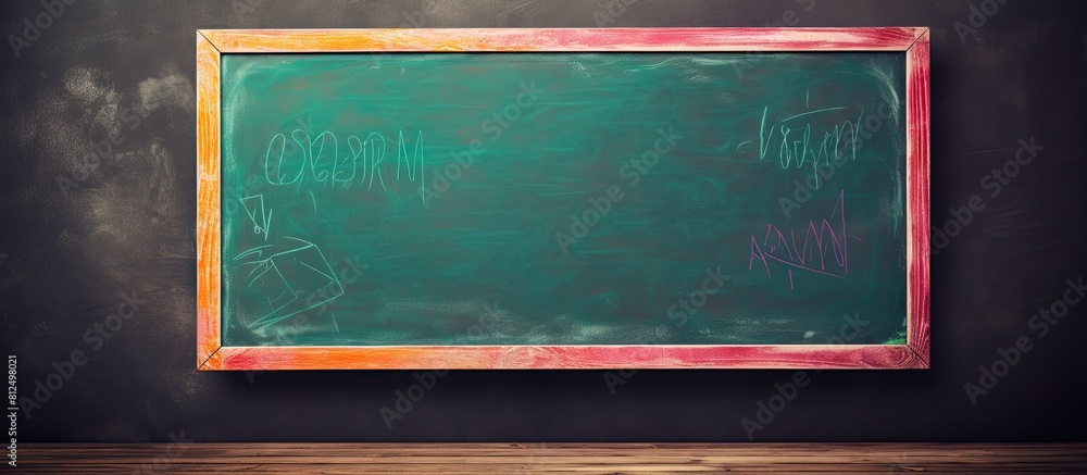Poster image of a school board with colorful chalk. creative banner. copyspace image