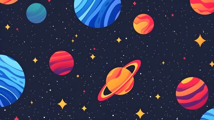 Fototapeta premium seamless pattern with planets and stars