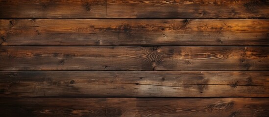 Fototapeta premium The copy space image showcases a rustic backdrop of aged dark wooden panels with a distinct brown wood texture