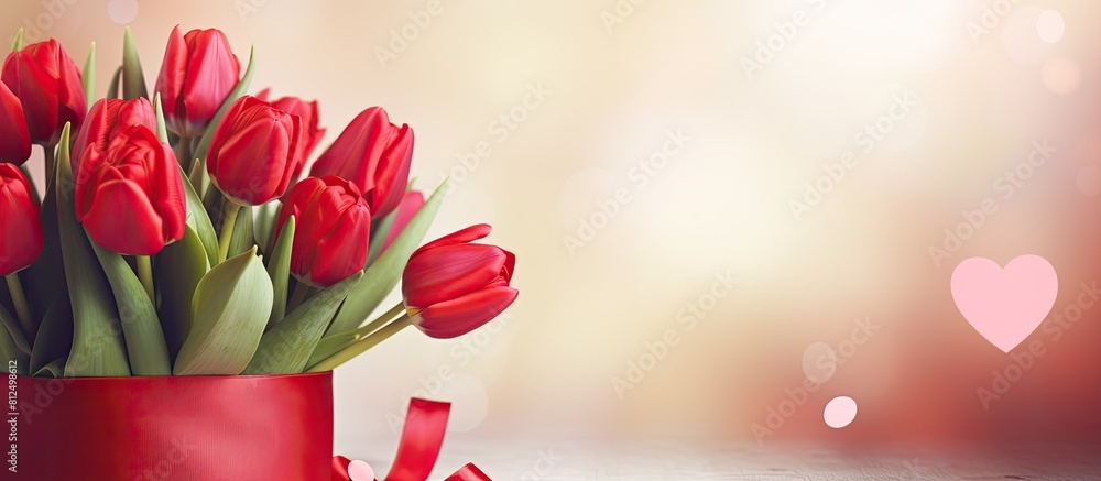 Poster a copy space image showing a greeting card celebrating valentine s day with a beautiful bouquet of t