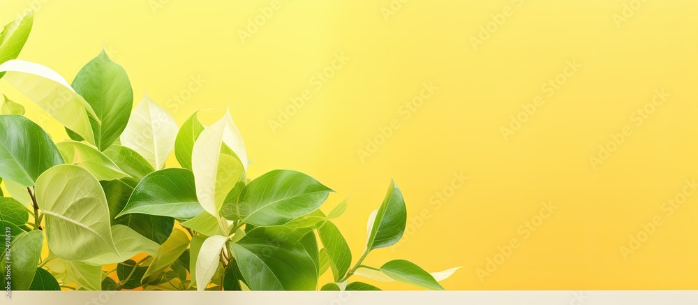 Aufkleber a copy space image showing vibrant green leaves of a tropical climbing plant in the spring and summe