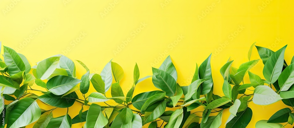 Aufkleber a copy space image showing vibrant green leaves of a tropical climbing plant in the spring and summe