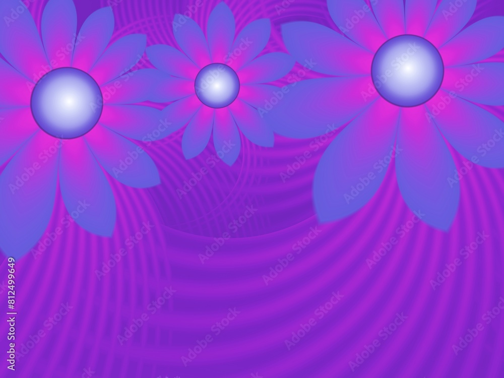 Poster fractal image as a beautiful template for inserting text in purple color. background with flower. gr