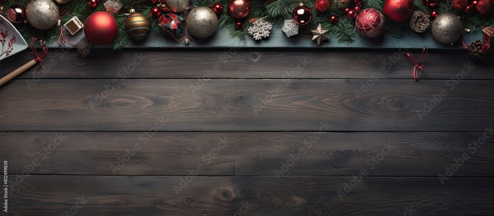 Aufkleber the table is adorned with gift boxes and christmas ornaments creating a picturesque scene from a top