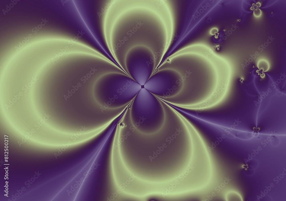 Poster fractal image as a beautiful template for inserting text in purple color. background with flower. gr