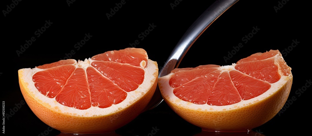 Poster There is a copy space image of two grapefruit halves alongside two spoons
