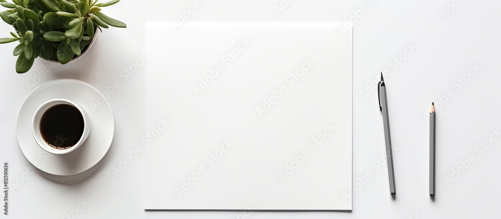 Poster a blank stationery set is placed on a white paper background creating a template for branding identi