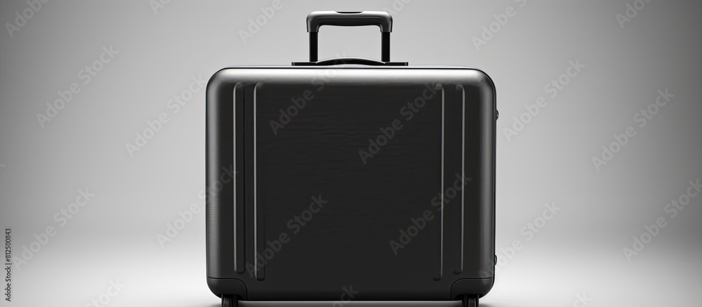 Poster A black suitcase is seen alone on a white background with plenty of empty space around it for copy or other images. Creative banner. Copyspace image