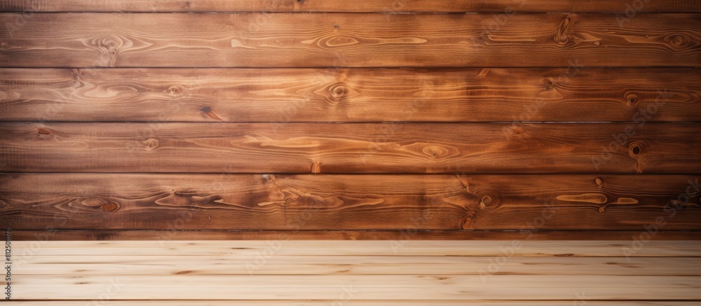 Poster a brown wooden tabletop is situated on a white background with plenty of space for images. creative 