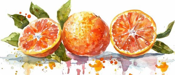 Bael Fruit in Stunning Watercolor. - obrazy, fototapety, plakaty