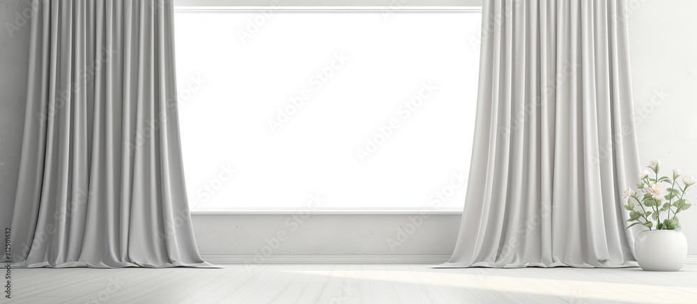Poster the living room features elegant light grey window curtains that add a touch of sophistication to th