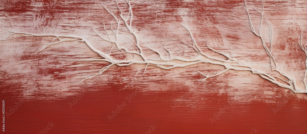 Poster the natural light white color of the tree s texture is set against a red textured wood background in