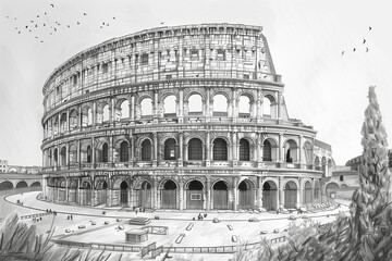 Colosseum abstract sketch hand drawn
