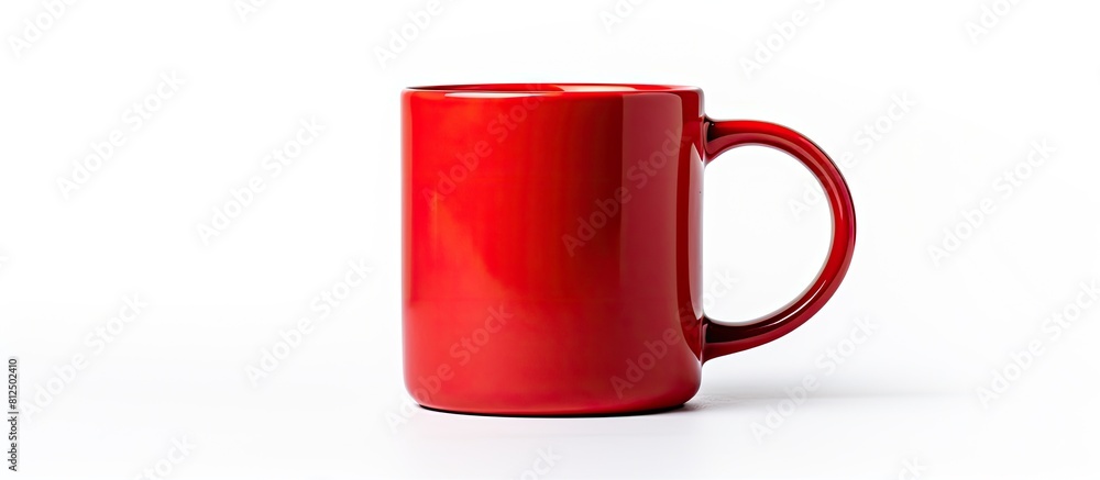 Poster A red mug placed alone on a white background serves as a versatile copy space image for showcasing various designs and branding options