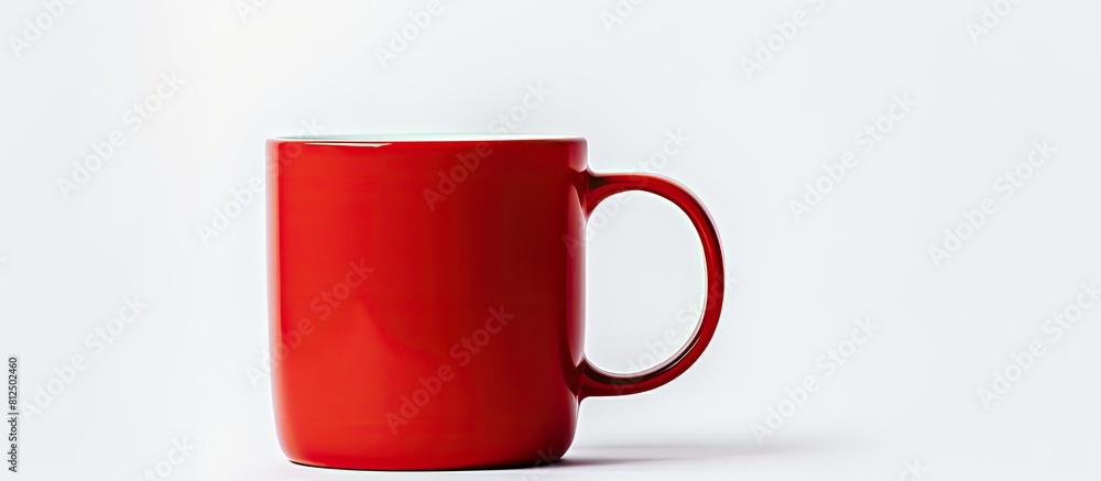 Poster A red mug placed alone on a white background serves as a versatile copy space image for showcasing various designs and branding options