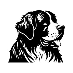Saint Bernard Vector Silhouette- Capturing in black Illustration of Saint Bernard- Minimalist Saint Bernard Vector Silhouette.