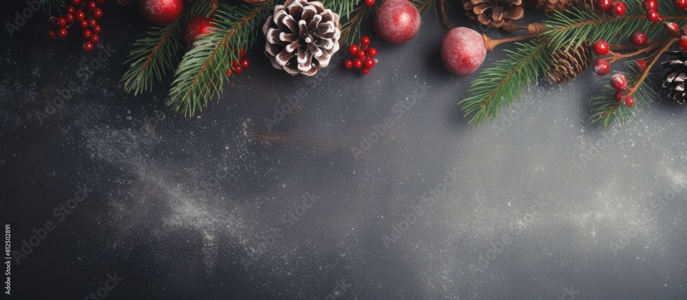 Aufkleber Flat lay composition of a Christmas or Noel greeting card with a copy space image as a background for text