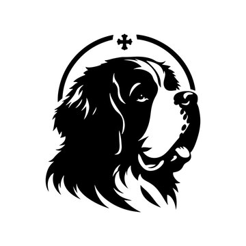 Saint Bernard Vector Silhouette- Capturing in black Illustration of Saint Bernard- Minimalist Saint Bernard Vector Silhouette.