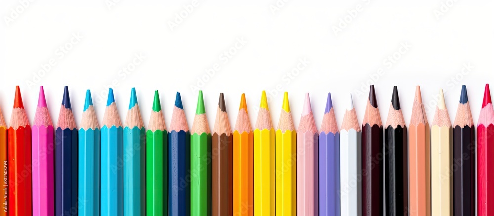 Leinwandbilder a copy space image of color pencils placed on a white background leaving ample room inside for text