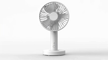 Grey mini portable fan with 100 speed personal small desk fan, strong handheld fan, stylish travel, easy to use, USB rechargeable, lightweight, and isolated white design