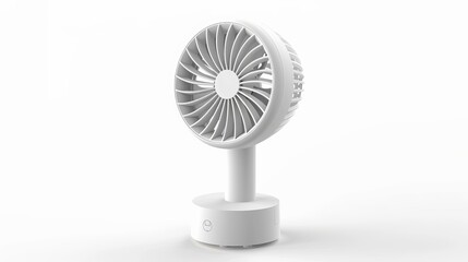 Grey mini portable fan with 100 speed personal small desk fan, strong handheld fan, stylish travel, easy to use, USB rechargeable, lightweight, and isolated white design
