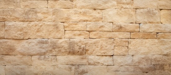 A textured beige stone wall background with a pastel wallpaper for a soothing and natural look Perfect for copy space image