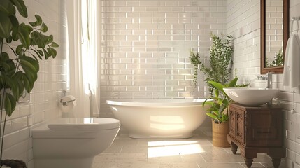 Stylish interior of modern bathroom with toilet bowl 