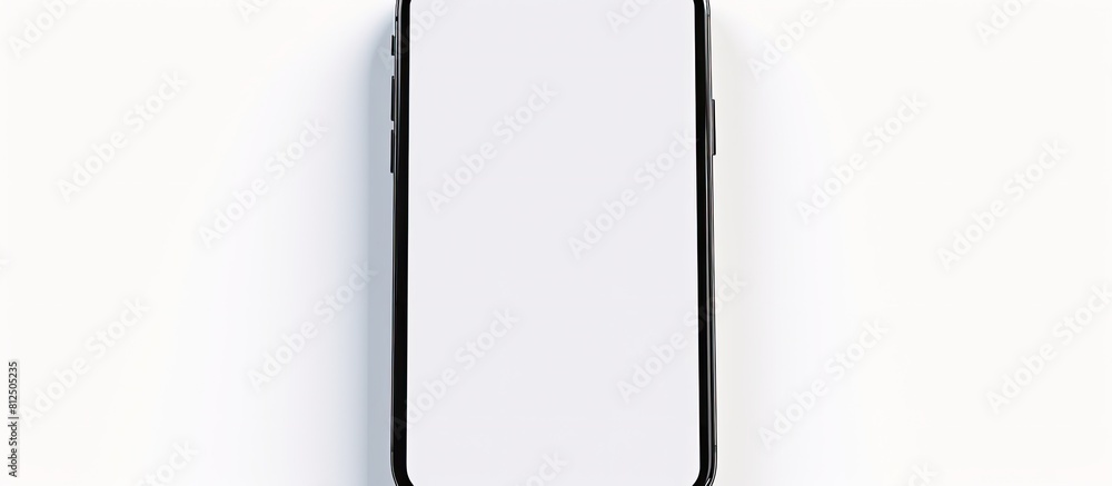 Poster a young man s hand holding a smartphone with a blank screen creating a copy space image against a wh
