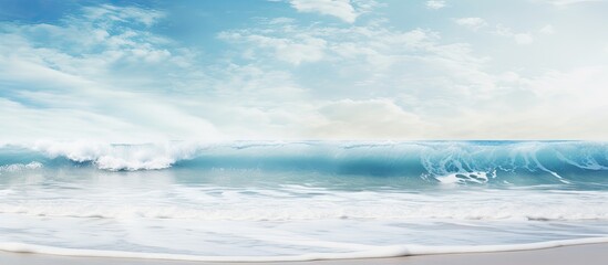 Obraz premium A scenic ocean seascape with waves crashing on a sandy shore providing plenty of copy space in the image