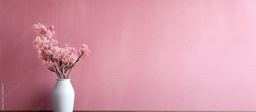 Aufkleber a pink wall serves as a backdrop for a tastefully decorated home interior with a picture frame and a