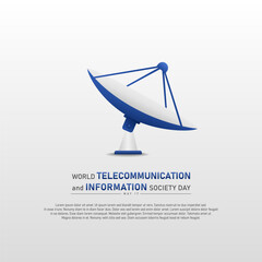 world telecommunications information society day, vector with signal tower and typography