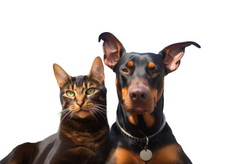 dog with cat friendly isolated on white