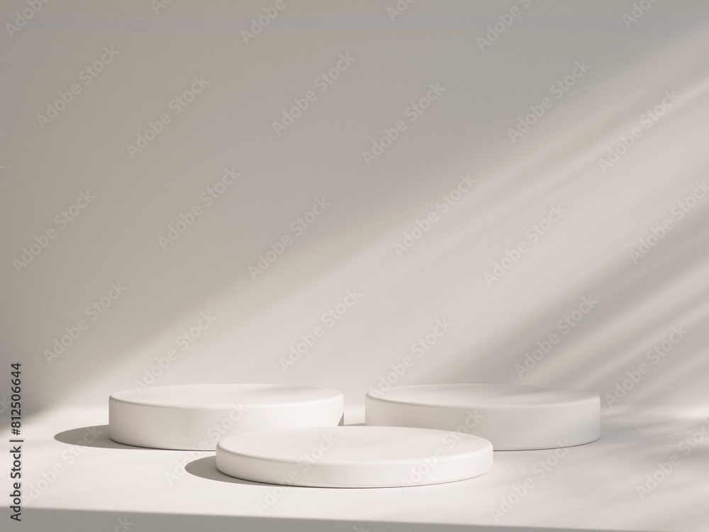Poster 3d display product beige minimal scene with geometric podium platform. cylinder background 3d render