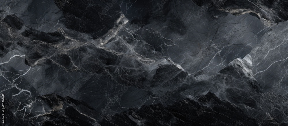 Poster The abstract black background showcases a grey marble texture providing a visually captivating copy space image
