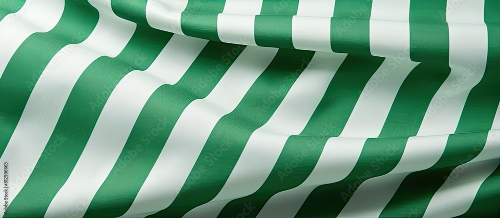 Poster a background texture showing a fragment of a cloth fabric with green and white stripes copy space im