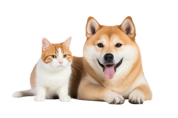 dog with cat friendly isolated on white