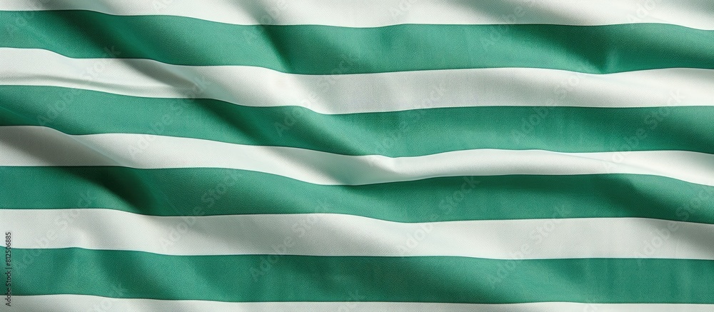 Poster a background texture showing a fragment of a cloth fabric with green and white stripes copy space im