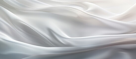 Fototapeta premium white silk cloth fabric waving with interplay of light and shadows creating a captivating white and gray abstract texture background perfect for web design projects with plenty of copy space image