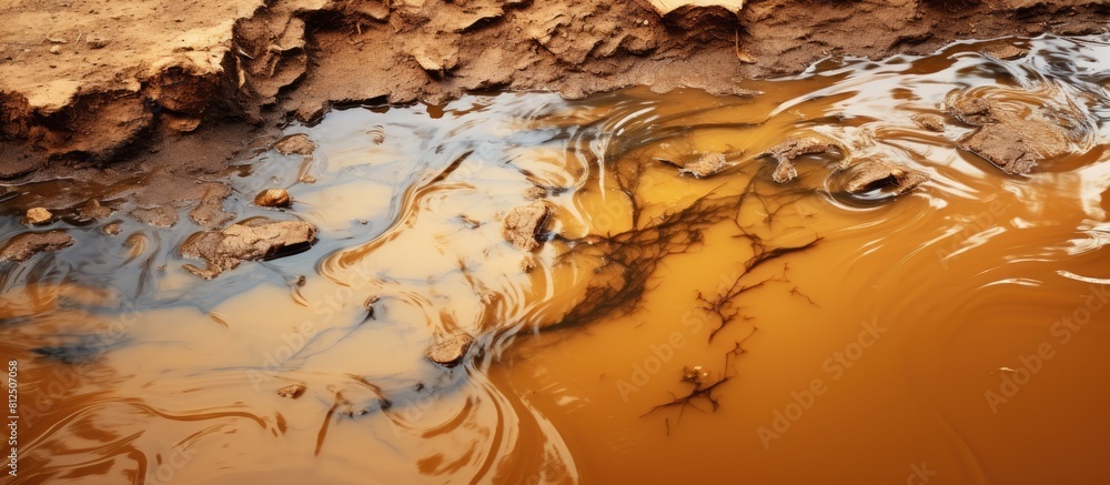 Poster a brown slit of mud was shifted beneath the water s surface in the river creating a copy space image