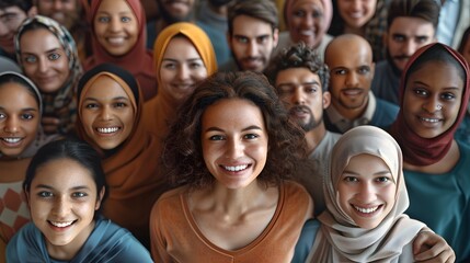Obraz premium Diverse Group Embracing in Unity and Community in The Promised Land