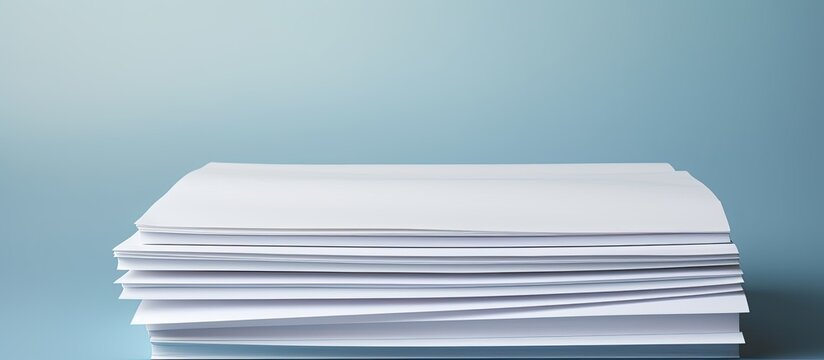 A stack of white paper sheets on a plain background with copy space image