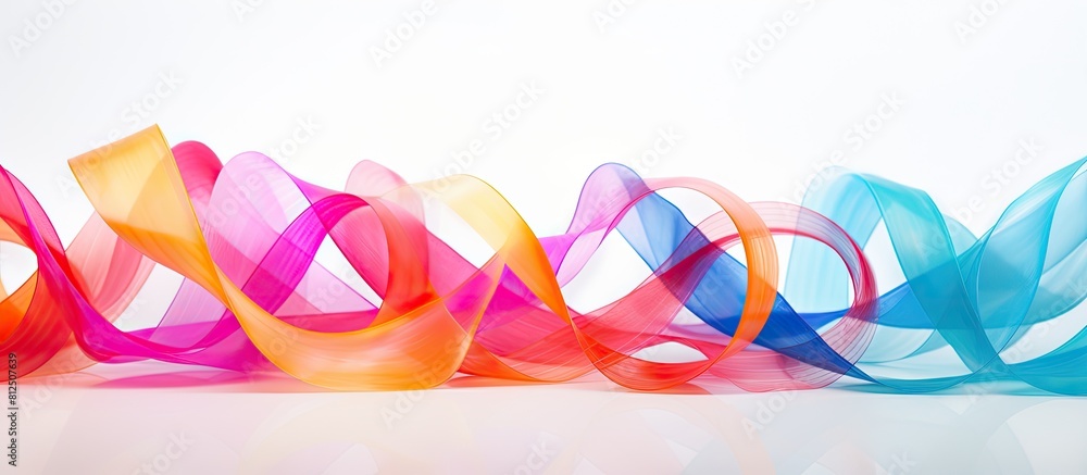Aufkleber Colorful streamers set against a white background creating a vibrant and captivating copy space image 108 characters