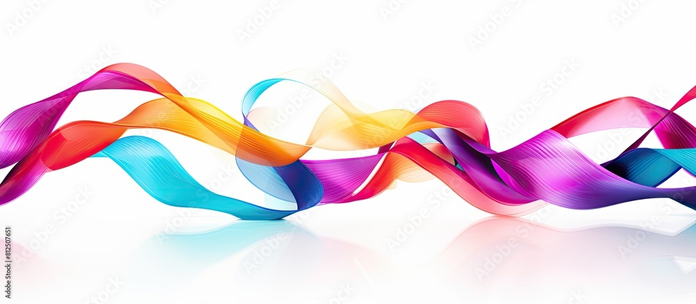 Poster Colorful streamers set against a white background creating a vibrant and captivating copy space image 108 characters