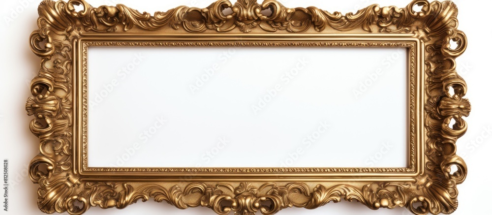Poster a stunning vintage mock up featuring an old antique golden frame set against a white isolated backgr