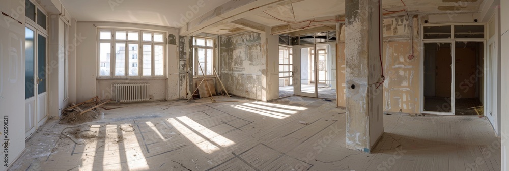 Aufkleber A room undergoing a complete remodel with fresh paint being applied to the walls. The space is being transformed into a vibrant and stylish new look. Generative AI