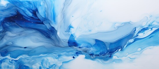 A stunning epoxy resin art background showcasing captivating blue and white colors creating a visually captivating copy space image
