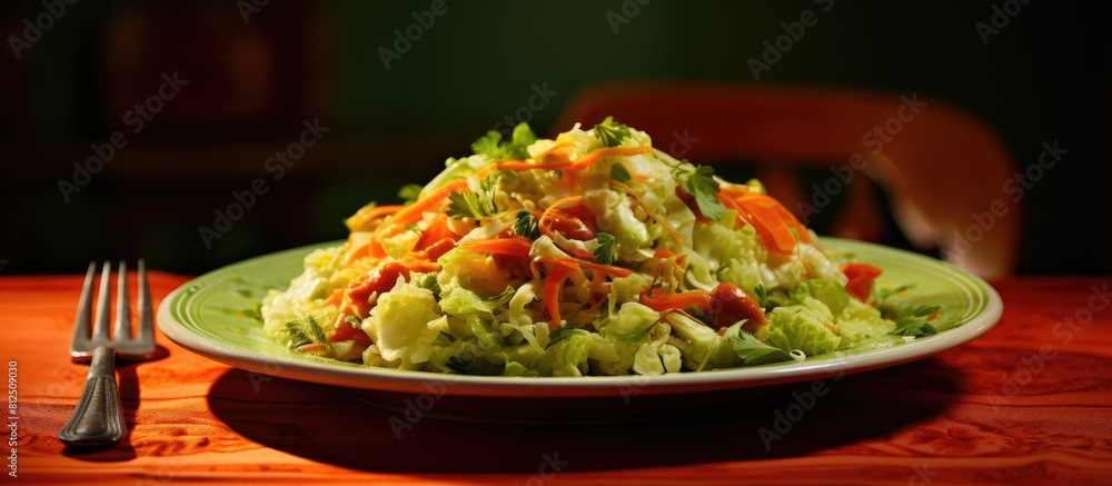 Aufkleber a delicious cabbage salad on a plate with ample copy space for text