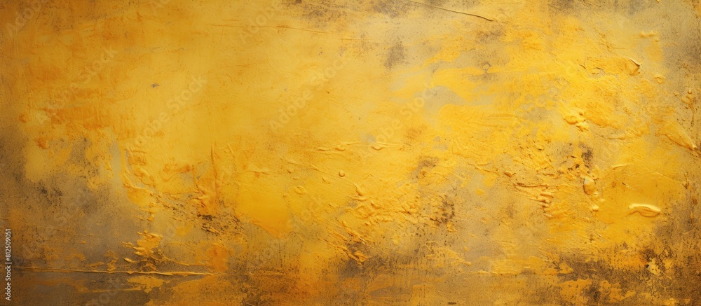 Poster a textured concrete wall with a vibrant gold paint finish perfect for showcasing copy space in image