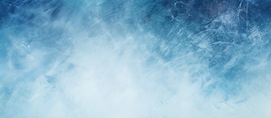 Abstract background of a blue toned ice texture with skate marks perfect for winter outdoor skating providing an appealing copy space image