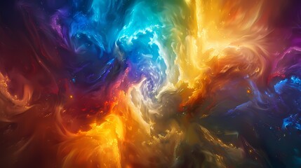 A mesmerizing fusion of vibrant colors swirling together, forming a captivating multicolored power splash that fills the frame with intensity